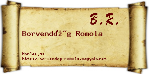 Borvendég Romola névjegykártya